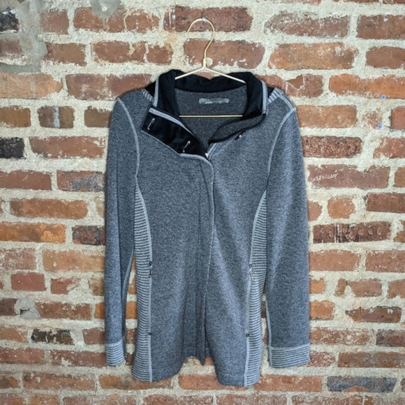 Prana Small Long Gray Hooded‎ Zip-Up Jacket - Picture 1 of 9